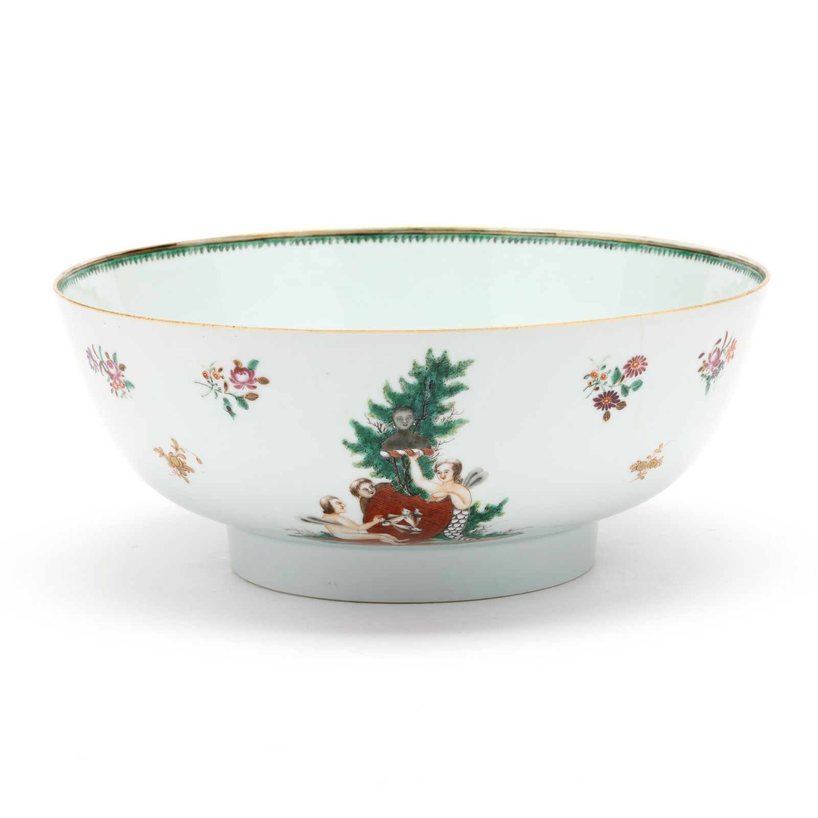 A Chinese Export Armorial Punch Bowl with Coat of Arms of Troutbeck (1 of 9)