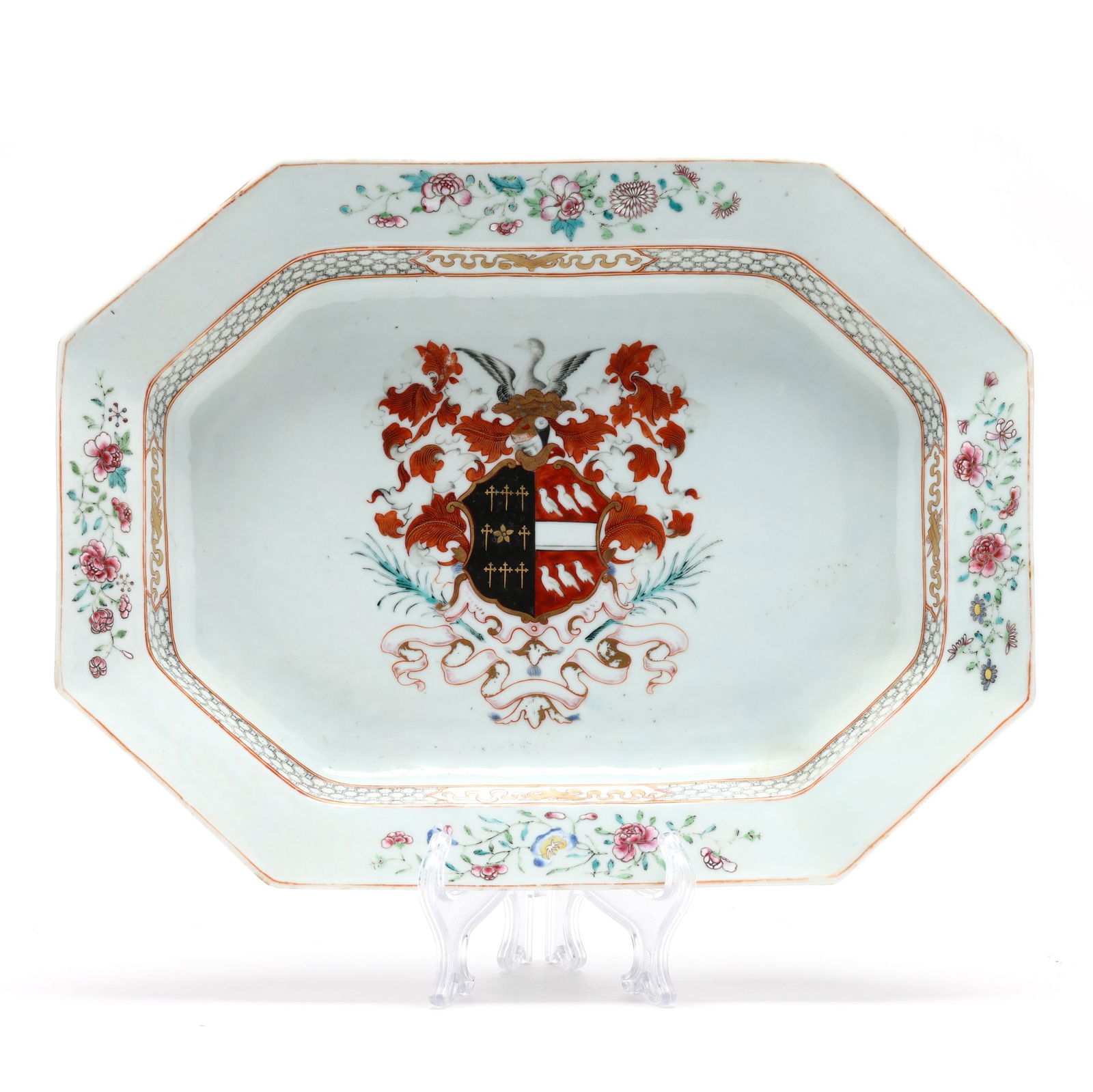 A Chinese Export Armorial Serving Platter with Coat of Arms of Best and Crook (1 of 5)
