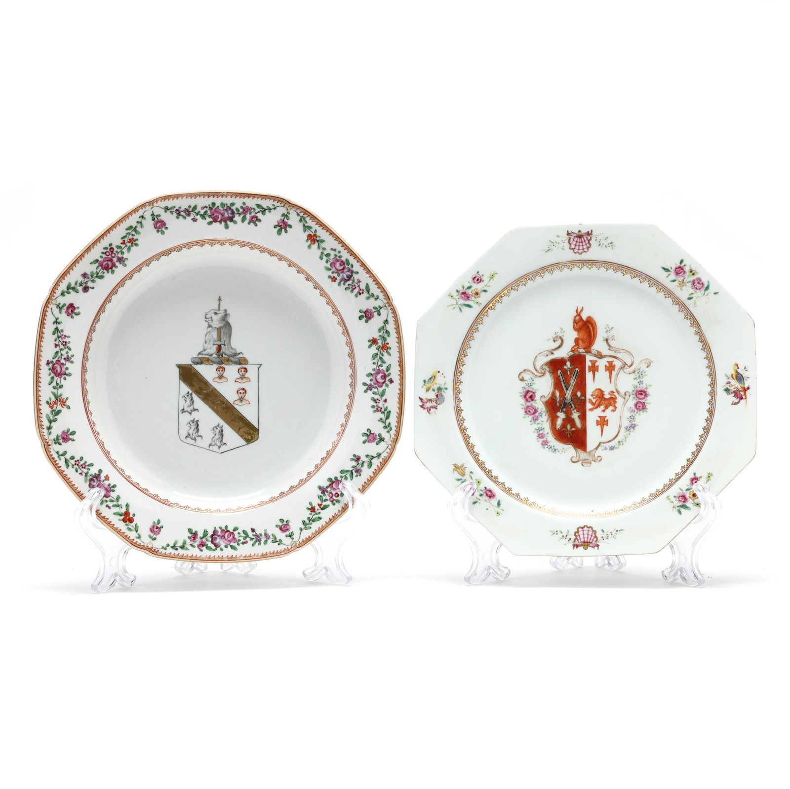 Two Chinese Export Porcelain Armorial Dishes (1 of 6)
