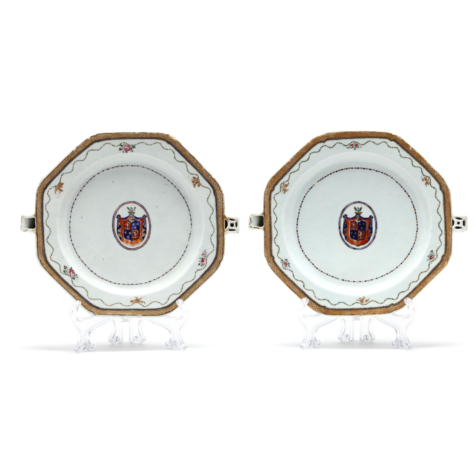 A Pair of Chinese Export Armorial Porcelain Warming Plates (1 of 9)