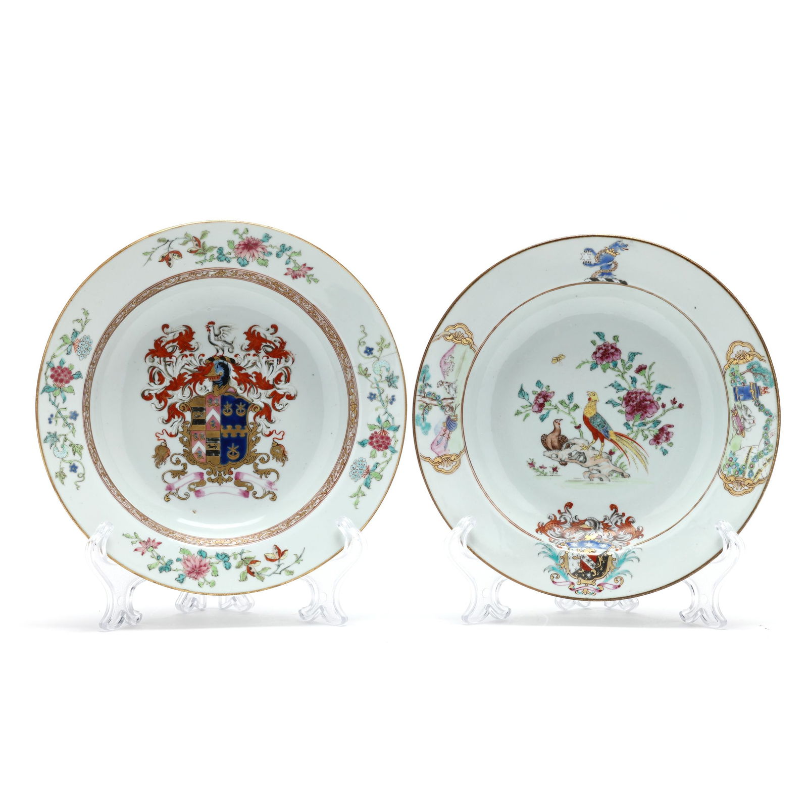 Two Chinese Export Armorial Dishes, Arms of Baker and Famille Rose (1 of 10)