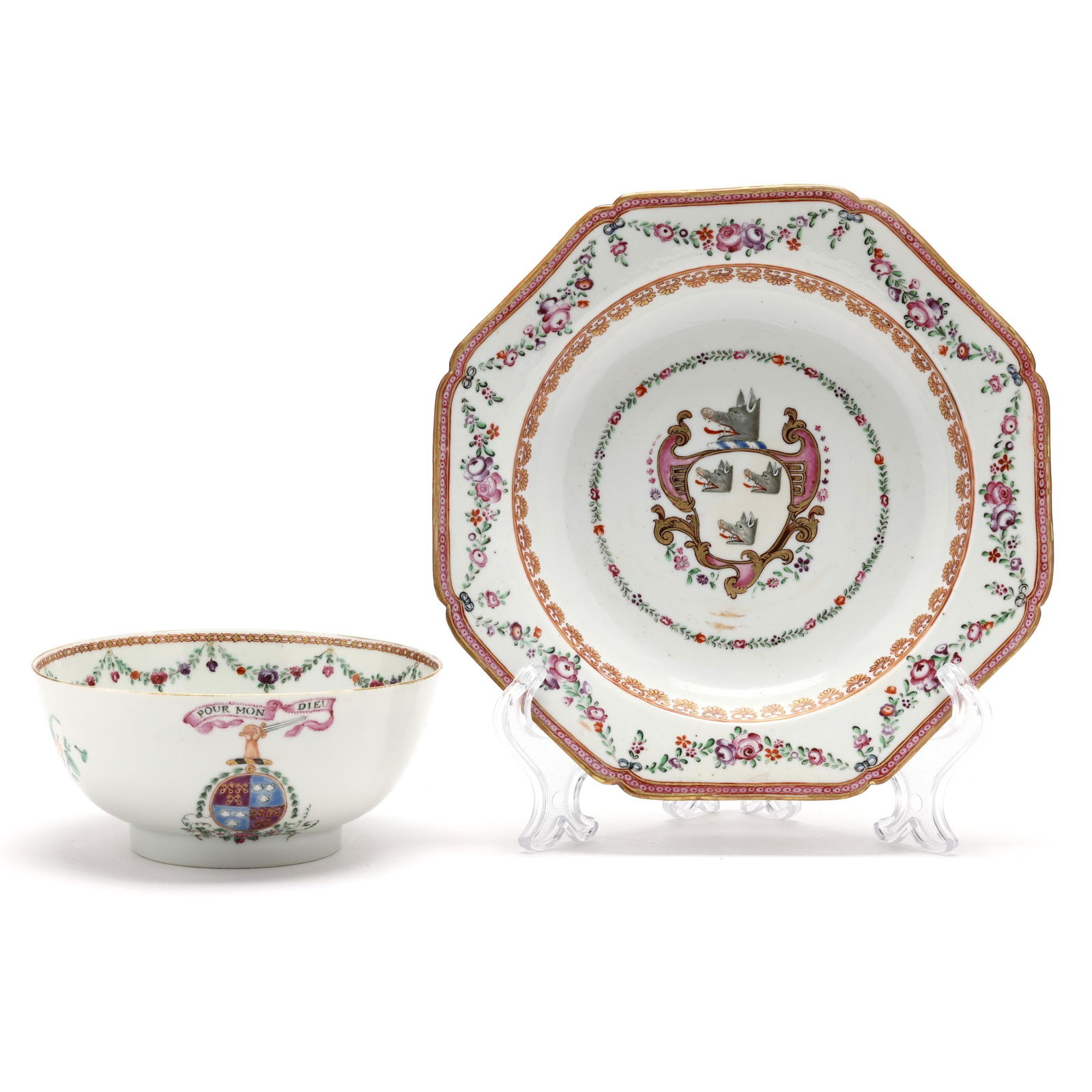 Two Pieces of Chinese Export Armorial Porcelain (1 of 10)