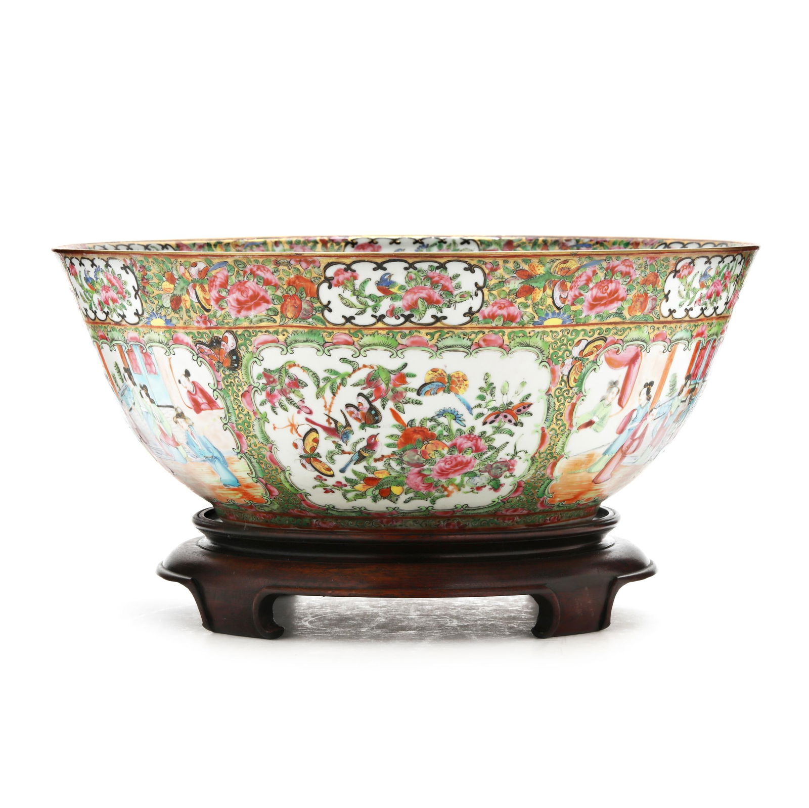 A Large Chinese Export Porcelain Rose Medallion Punch Bowl (1 of 10)