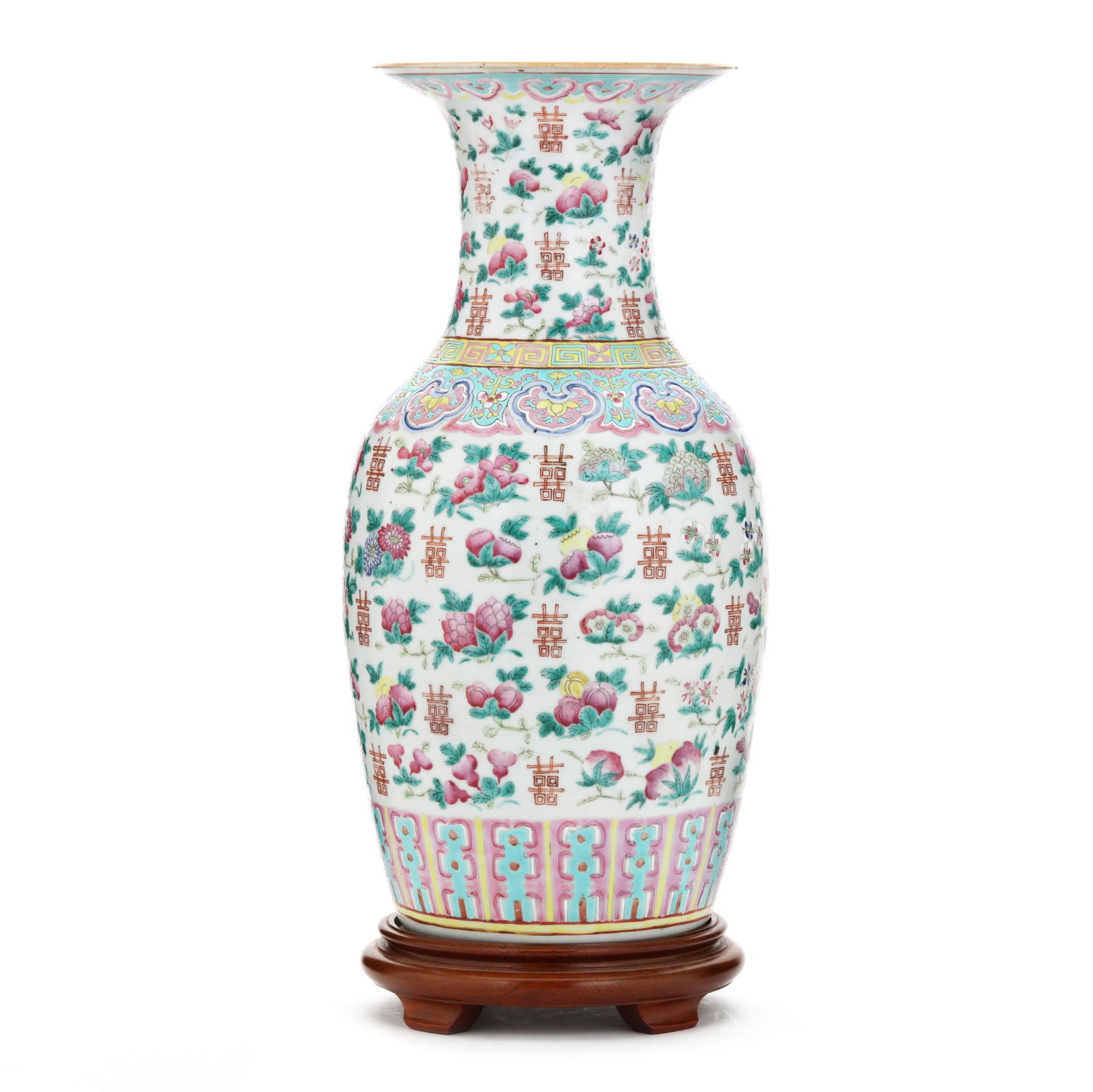 A Large Chinese Famille Rose Porcelain "Double Happiness" Vase (1 of 6)