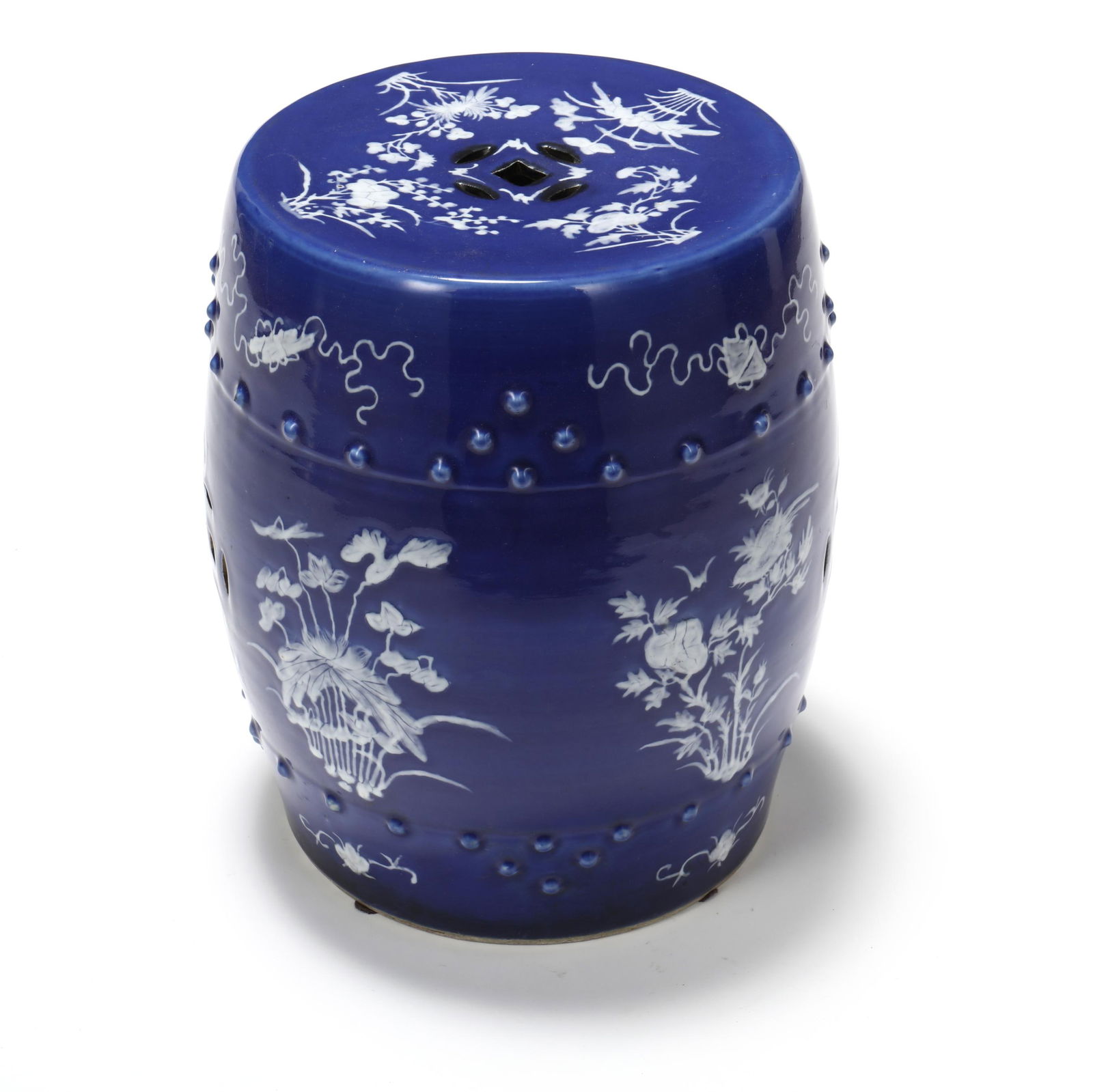 A Chinese Blue Glazed Porcelain Garden Stool (1 of 9)