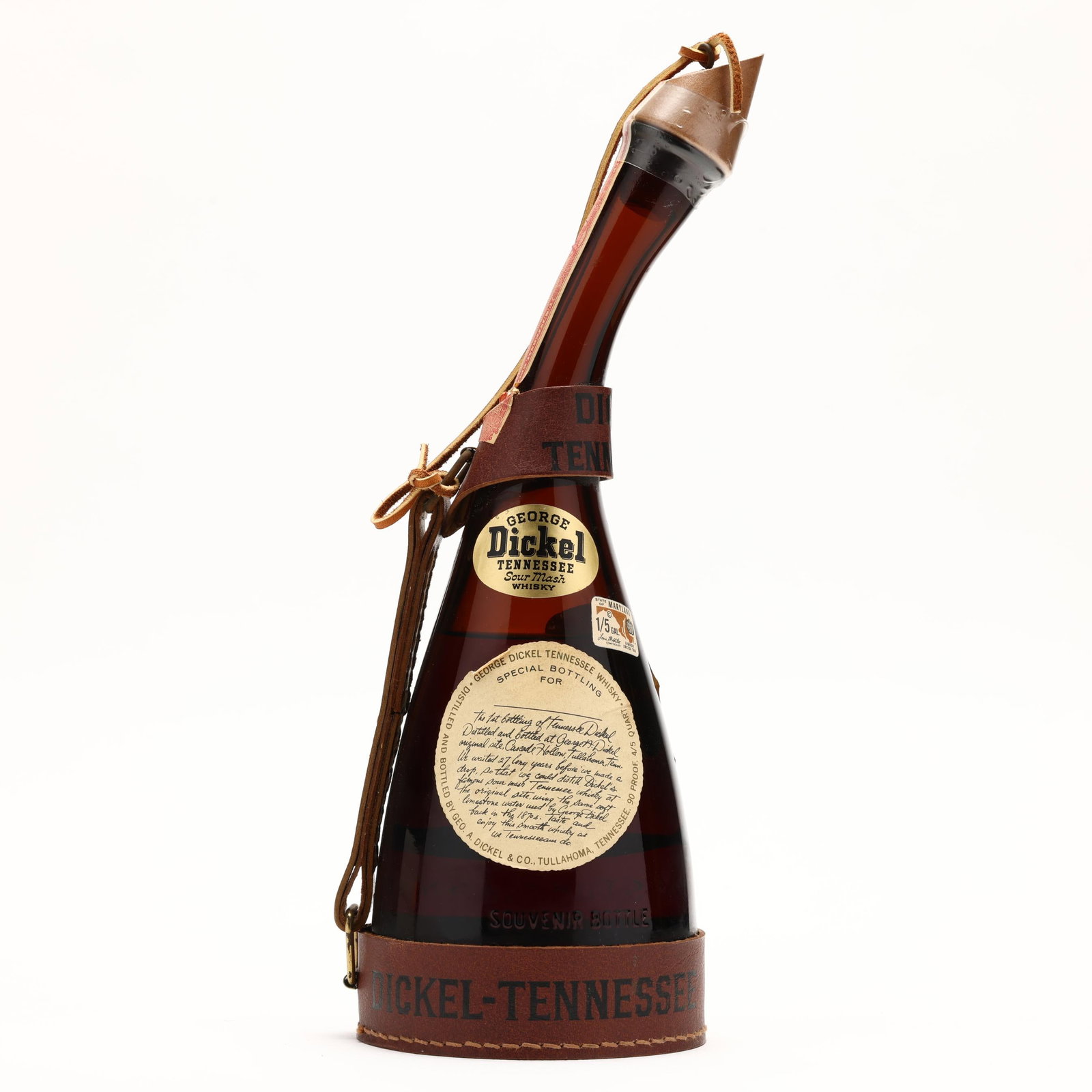 George Dickel Tennessee Sour Mash in Powderhorn Bottle: George Dickel Tennessee Sour Mash in Powderhorn Bottle The buyer acknowledges that he/she is acting within compliance with their state and local laws in regards to the purchase, transportation and del