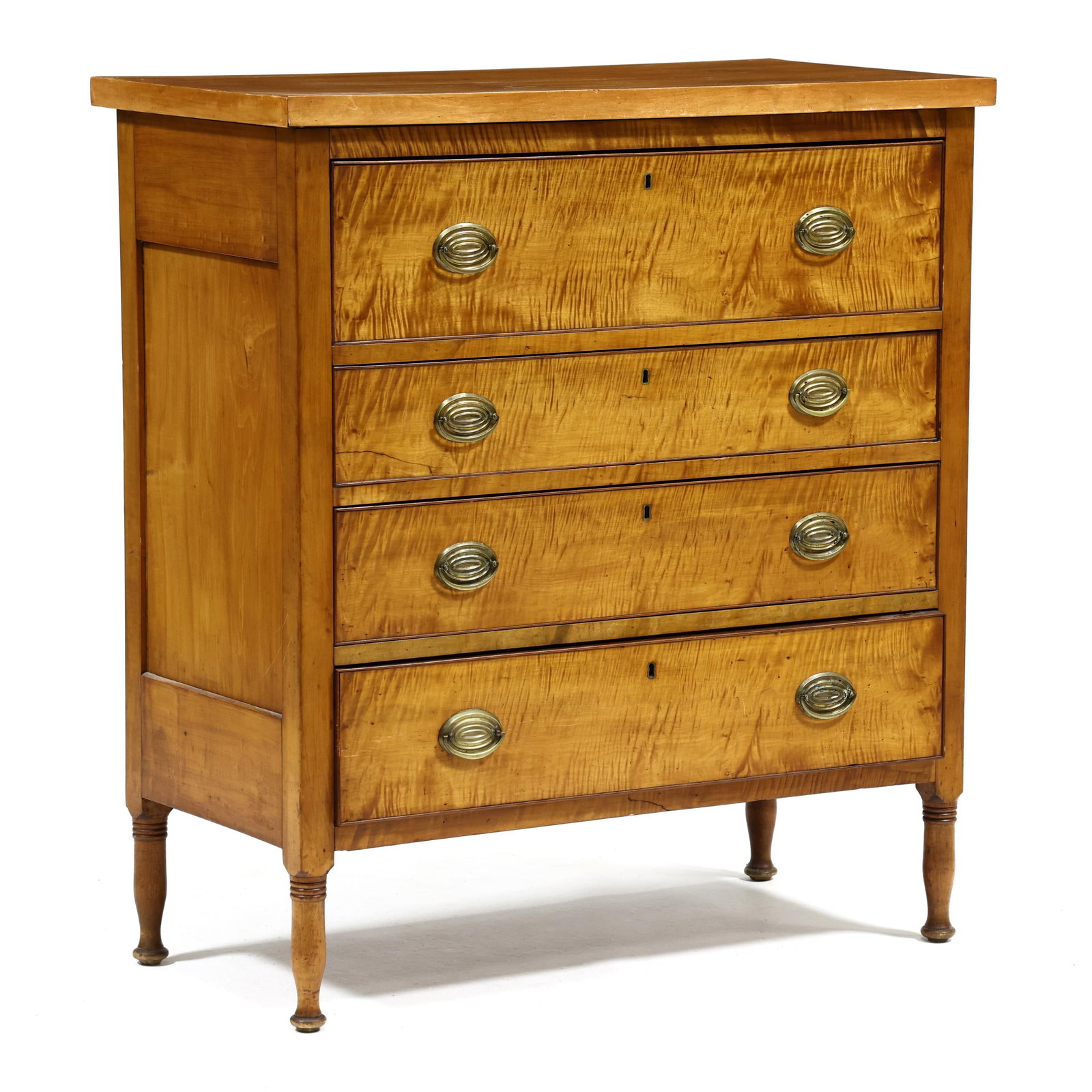 Mid-Atlantic Late Federal Tiger Maple Chest of Drawers (1 of 11)