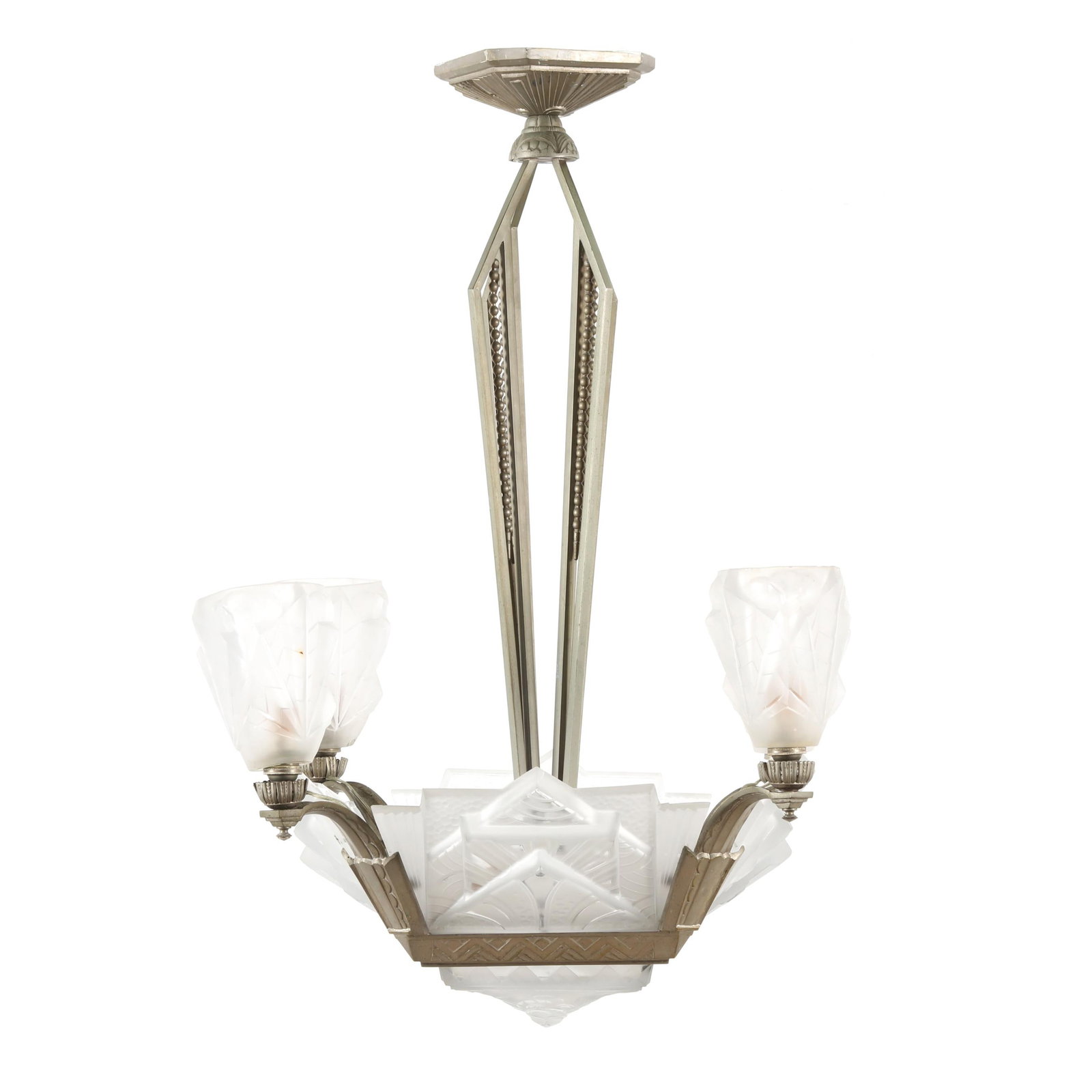 French Art Deco Chandelier, Signed (1 of 9)