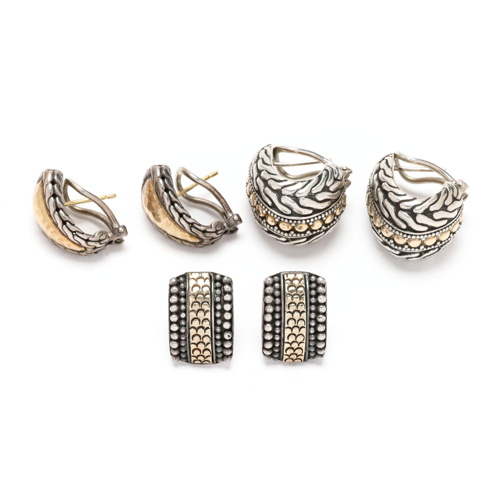 Three Pairs of Sterling Silver and Gold Earrings, John Hardy (1 of 5)