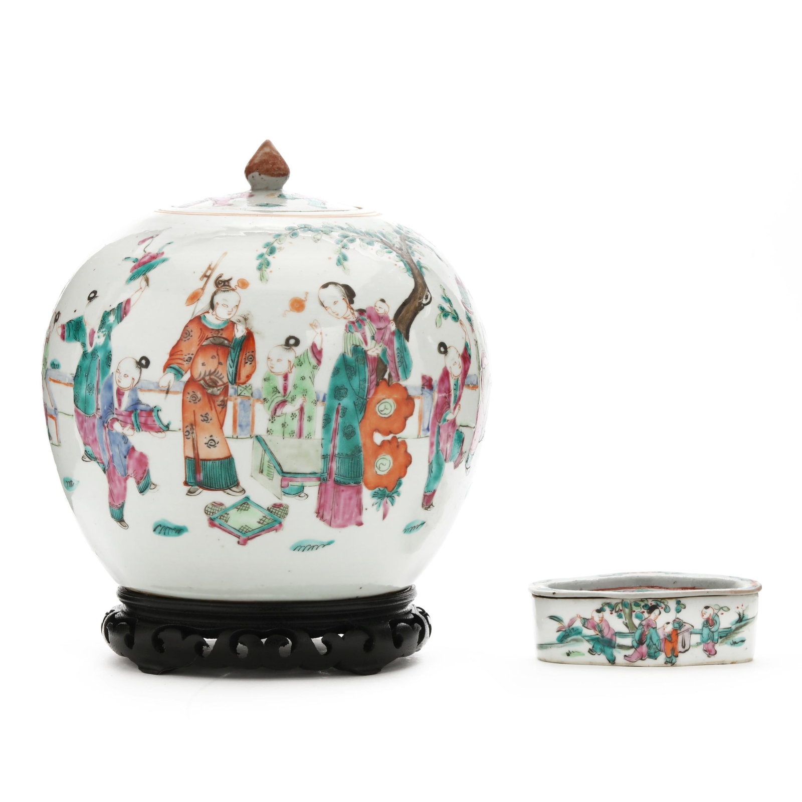 A Chinese Porcelain Famille Rose Cricket Box and Ginger Jar (1 of 11)