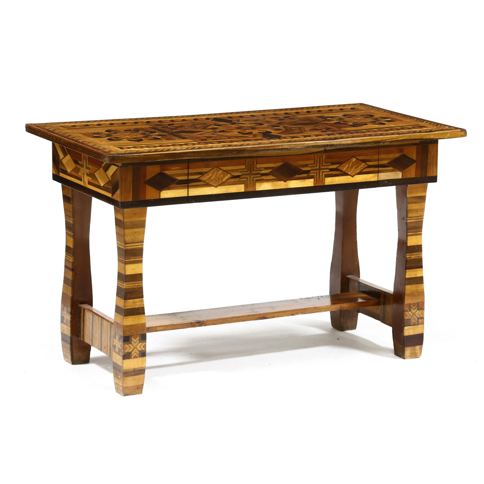 Fine Folk Art Parquetry Inlaid Writing Table (1 of 7)