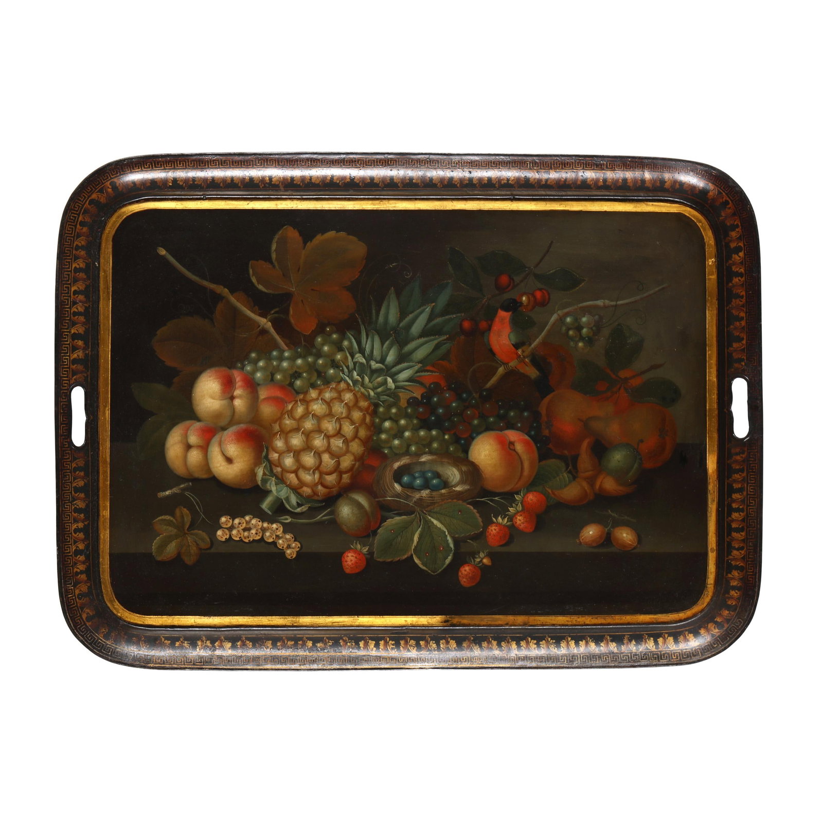 An Antique Toleware Waiter's Tray with Still Life (1 of 4)