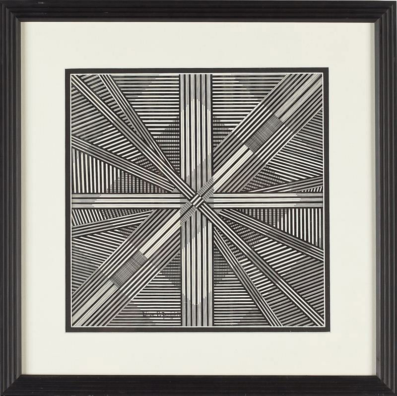 Elise P. Speights (NC, b. 1921), Untitled: Elise P. Speights (NC, b. 1921), Untitledpen and ink on paper, signed at lower left, matted and framed.SS 10 x 10 in.; DOA 16 x 16 in.Born in South Carolina, Elise Speights moved to North Carolina aft