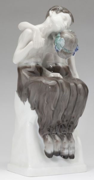 Rosenthal "Sleeping Fauns" Porcelain Figure: Rosenthal "Sleeping Fauns" Porcelain Figure circa 1912, blind stamped "K 174" with green Rosenthal mark to base. 9.5 x 4.75 x 4 in. Estate of Ruth Ellen Cook, Raleigh, NC