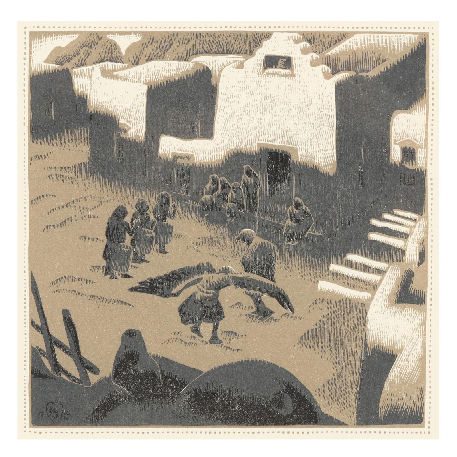 Gustave Baumann (American, 1881-1971),  Eagle Ceremony at Tesuque Pueblo (1 of 4)