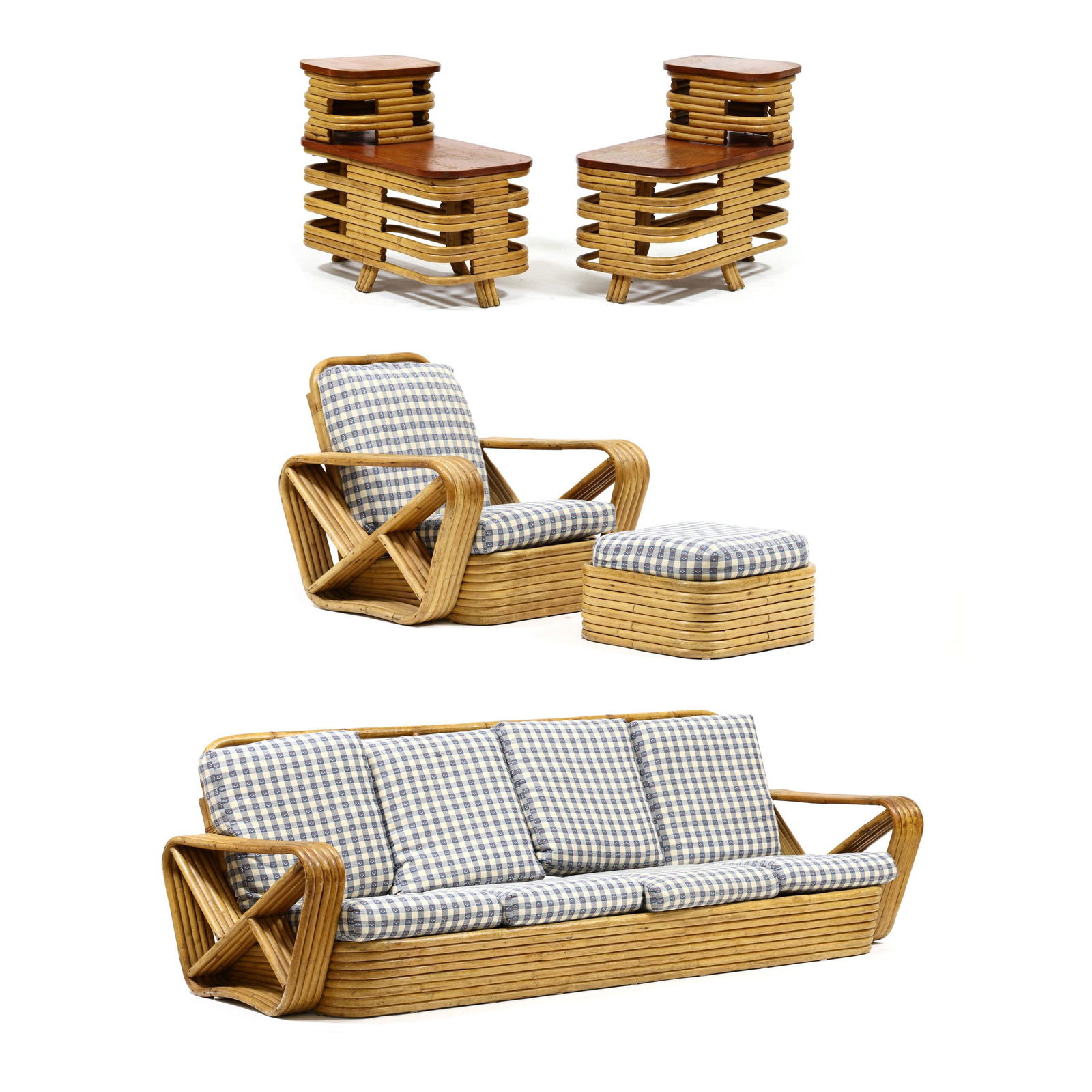Manner of Paul Frankl, Five Piece Rattan Set (1 of 14)