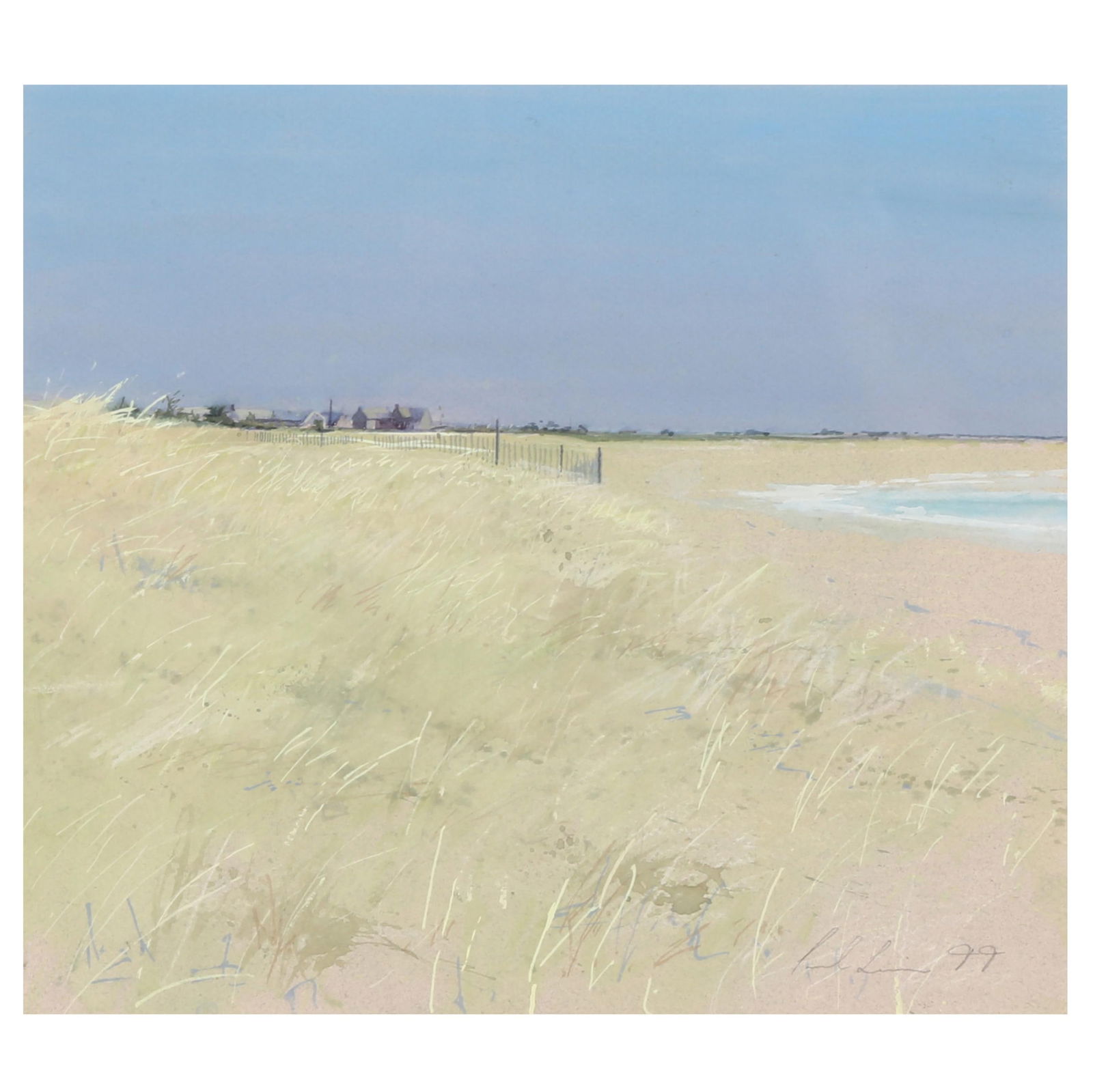 Paul Lewin (British, b. 1967), Surfside Looking East, Nantucket: Paul Lewin (British, b. 1967), Surfside Looking East, Nantucketgouache on paper, March 1999, signed and dated at lower right, retaining gallery labels to verso, matted and framed under Plexiglass. Sig