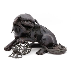 A Japanese Foo Lion Bronze  Koro  Censer
