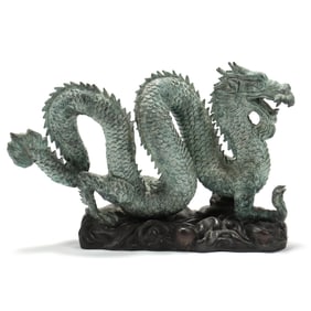 A Chinese Style Bronze Dragon on Cloud Base