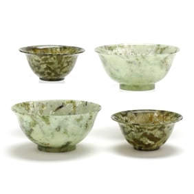 Four Chinese Jade Tea Bowls
