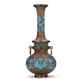 A Japanese Bronze and Cloisonne Vessel