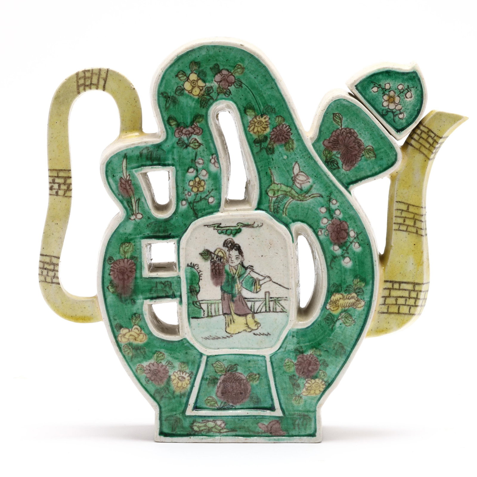 A Chinese Porcelain Famille Verte Puzzle Teapot (1 of 7)