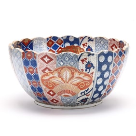 A Grand Japanese Porcelain Imari Punch Bowl