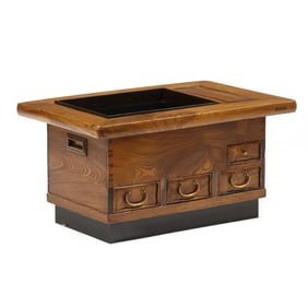 A Japanese Wood Floor Rectangular Hibachi