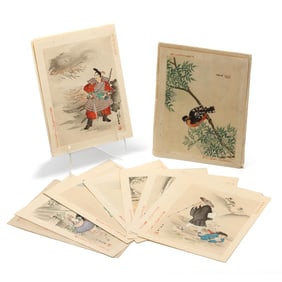 After Kikuchi Yosai (Japanese, 1788-1878), Fourteen Woodblock Prints