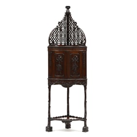 Antique English Chippendale Style Finely Carved Corner Cabinet