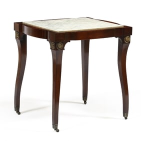 Regency Style Marble and Mahogany Side Table