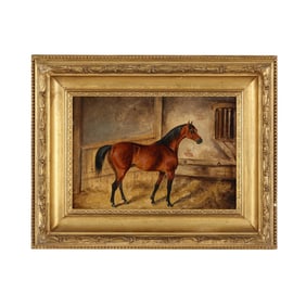 English School (19th Century), Portrait of a Horse in a Stable