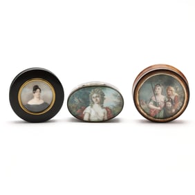 Three 19th Century Continental Patch Boxes with Miniature Portraits
