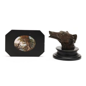 Two Antique Continental Slate-Mounted Objects of Virtue