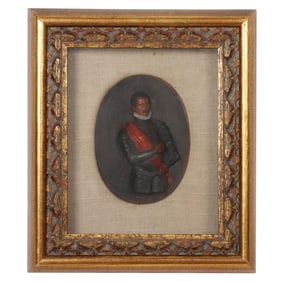 Antique Wax Portrait of a Continental Officer