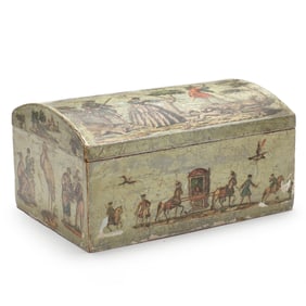 An Antique Decoupage Document Box