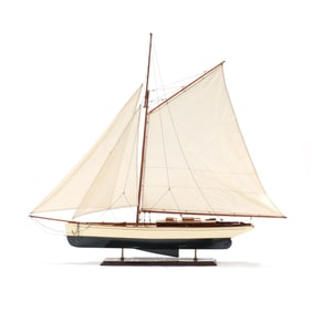 A Large Vintage Model of a Yacht