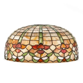 A Vintage Leaded and Stained Glass Shade