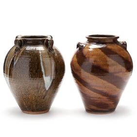 Two Pottery Jars by Kim Ellington, Vale, NC.
