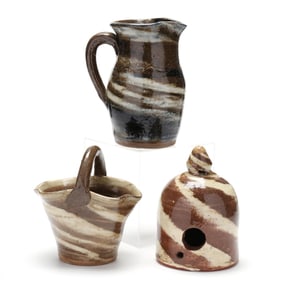 Three Swirl Clay Works by Burlon Craig, Vale, NC.