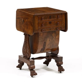 American Classical Mahogany Sewing Stand