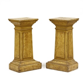 Pair of Faux Grain Painted Pedestals