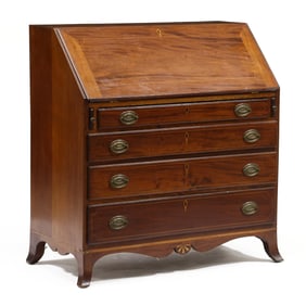 Federal Style Inlaid Mahogany Slant Front Desk