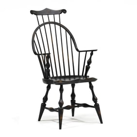 D.R. Dimes, Distressed Painted Comb-Back Armchair