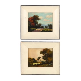 American School (20th Century), Pair of Landscapes, Signed
