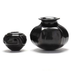 Two Contemporary Southwestern Blackware Pottery Vessels