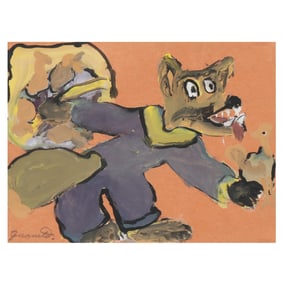 Juanita Rogers (American, 1934-1985), Folk Art Painting of a Wolf