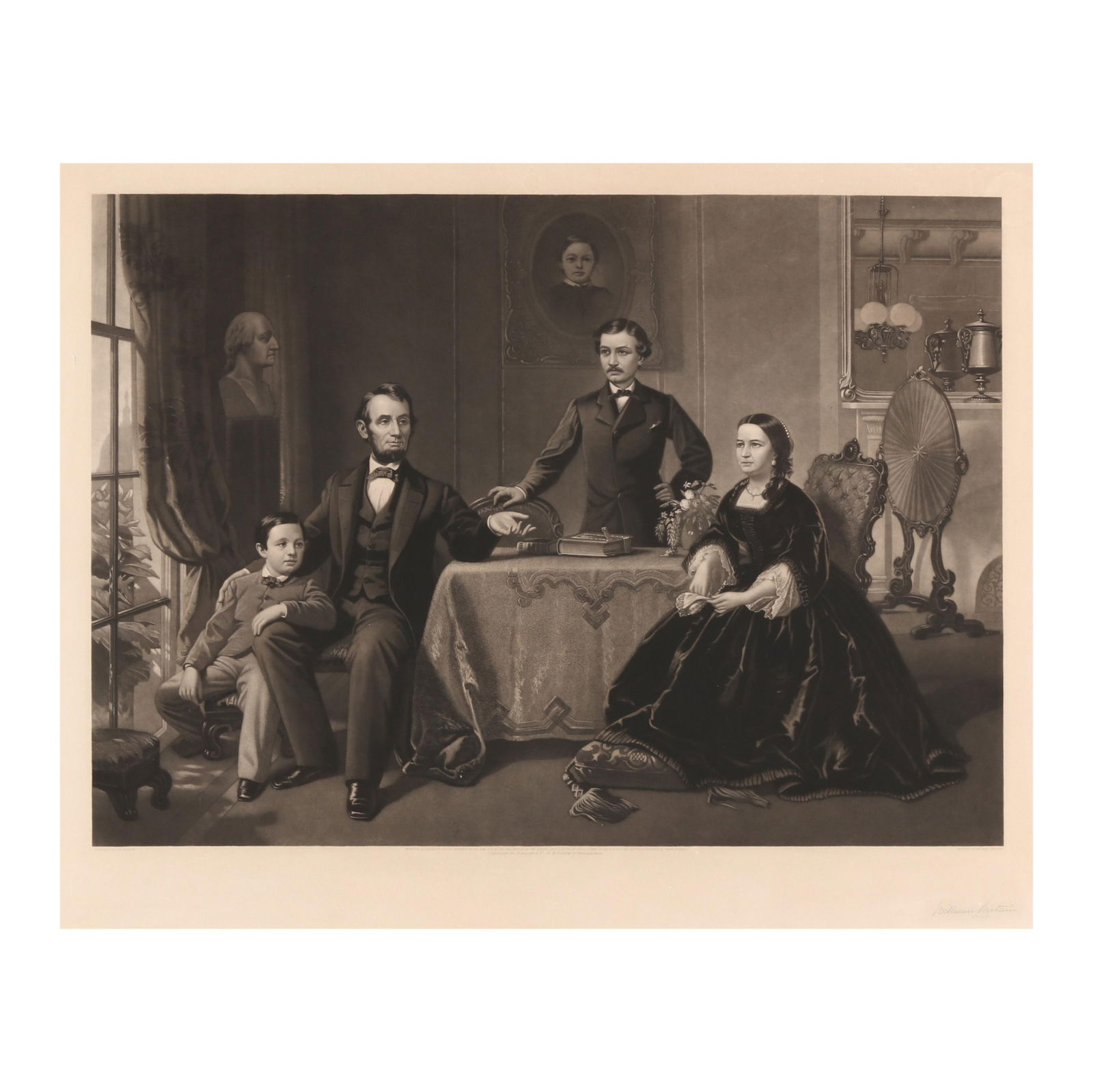 Samuel B. Waugh (American, 1814-1885),  Lincoln and his Family  (Proof Before Title) (1 of 9)