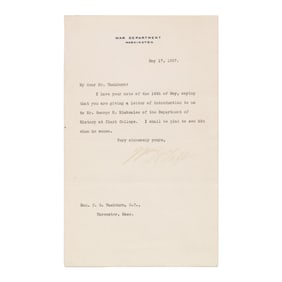 William Howard Taft, 27th U.S. President (1909-1913), Typed Letter Signed