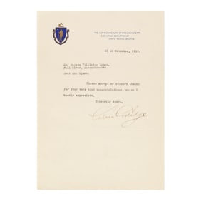 Calvin Coolidge (1872-1933), 30th U.S. President, Typed Letter Signed